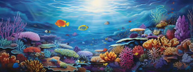 Obraz na płótnie Canvas Aquatic Ballet: Sunlit Whispers in the Coral Kingdom