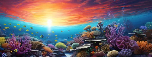 Obraz na płótnie Canvas Aquatic Ballet: Sunlit Whispers in the Coral Kingdom