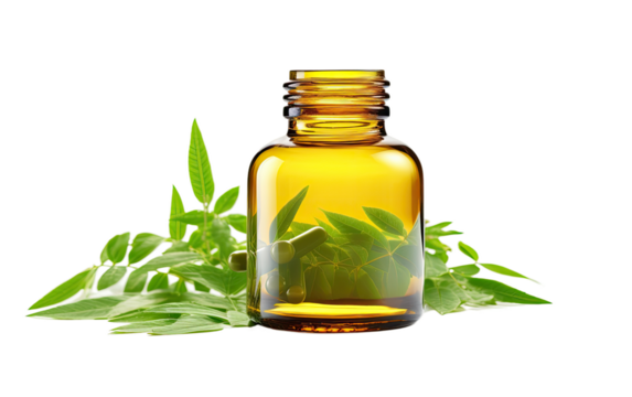 Herbal Sleep Supplement for Enhanced Relaxation and Restfulness on a White or Clear Surface PNG Transparent Background.