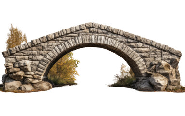 Serenity with the Majestic Architecture of an Arch Bridge on a White or Clear Surface PNG Transparent Background.