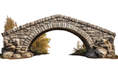 Serenity with the Majestic Architecture of an Arch Bridge on a White or Clear Surface PNG Transparent Background.