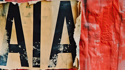 Old ripped torn grunge posters and backgrounds creased crumpled paper backdrop surface placard. red white black brown olad paper poster. copy space
