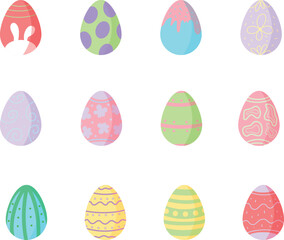 Easter eggs for poster, card, banner. Happy Easter symbol vector illustration. Cute set of easter eggs.