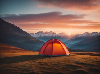 tent at sunset