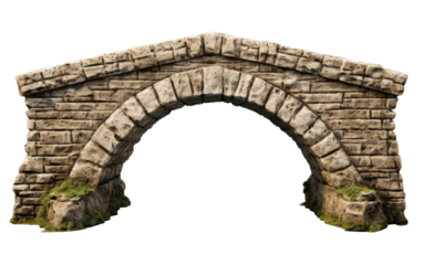 Architectural Marvels through the Stone Arch Bridge Design on a White or Clear Surface PNG Transparent Background.