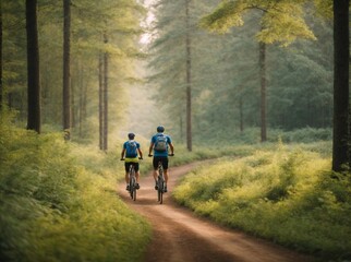 Fototapeta premium cycling in the woods