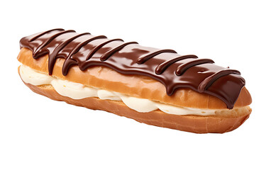 Encounter with the Irresistible Goodness of Eclair Choco Bun on a White or Clear Surface PNG Transparent Background.