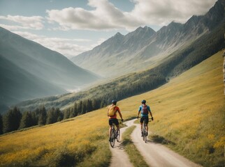 Fototapeta premium biking in the mountains