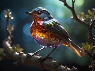 Glass bird on a branch