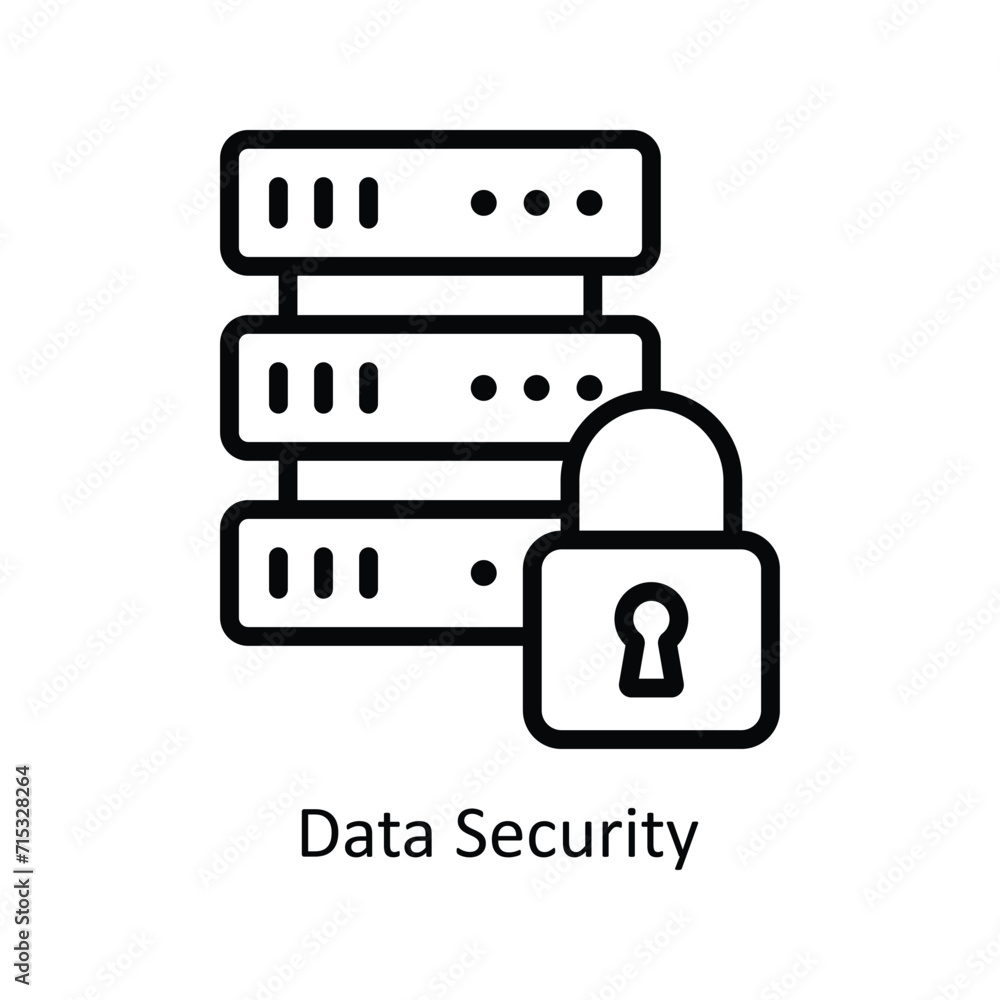 Poster data security vector outline icon style illustration. eps 10 file