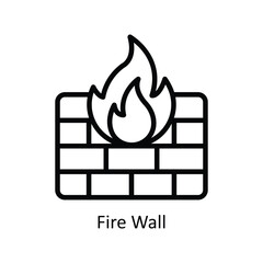 Fire Wall vector  outline icon style illustration. EPS 10 File