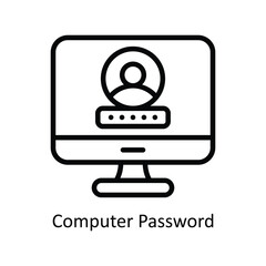 Computer Password vector  outline icon style illustration. EPS 10 File