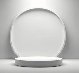 White round podium on a gray background. 3d rendering mock-up