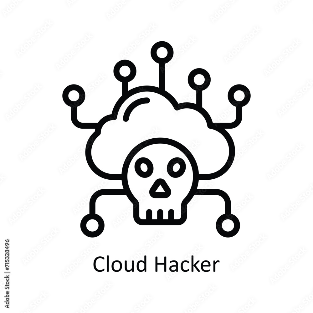 Poster cloud hacker vector outline icon style illustration. eps 10 file