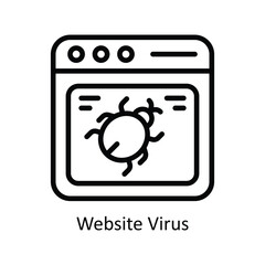 Website Virus vector  outline icon style illustration. EPS 10 File