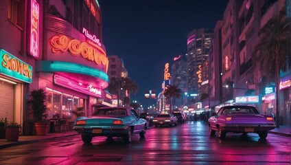 street view in the city with nostalgia 90's vibe. 