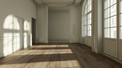 Fototapeta premium Explore the serene beauty of an empty interior room, inviting a canvas for personal expression and design, Ai Generated.