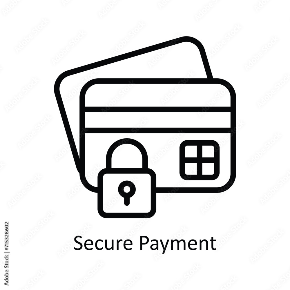 Poster secure payment vector outline icon style illustration. eps 10 file