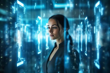 Businesswoman discussing digital transformation and the future of work, Generative AI