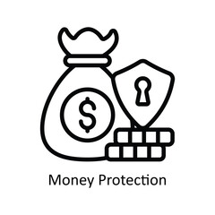 Money Protection vector  outline icon style illustration. EPS 10 File