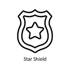 Star Shield vector  outline icon style illustration. EPS 10 File