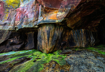 Colorful rocks in Labetxu Valley, Jaizkibel mountain, Basque Country