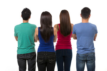 Back view of a Group of Asian friends.