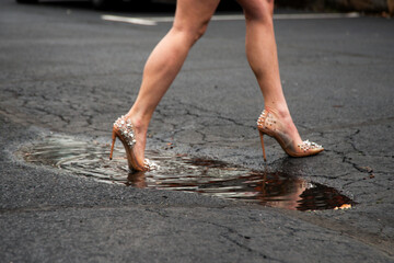 Sparkled spike heels will take you anywhere - obrazy, fototapety, plakaty