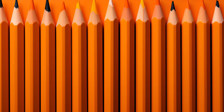 Colored pencils on orange background