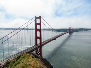 aerial drone view of the Golden Gate Bridge