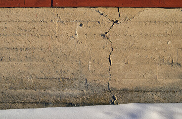 Crack in the foundation of the house