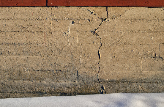 Crack in the foundation of the house