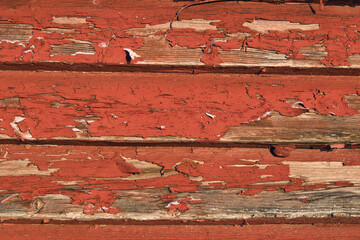 Painted red old wooden wall texture background