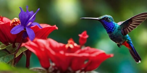 hummingbird feeding on flower