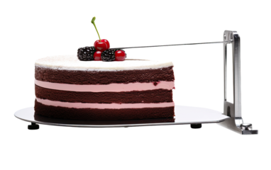 Unlocking Creativity and Perfection in Cake Design with the Blade Leveler on a White or Clear Surface PNG Transparent Background.