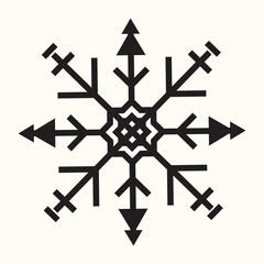 Snowflakes simple black line icons snow winter vector set