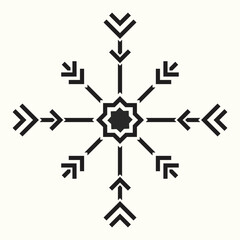 Snowflakes simple black line icons snow winter vector set