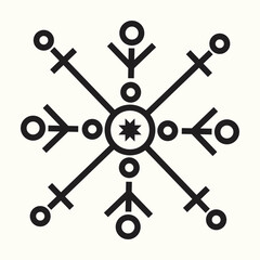 Snowflakes simple black line icons snow winter vector set