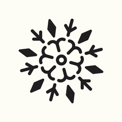 Snowflakes simple black line icons snow winter vector set