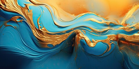 Abstract wave pattern background in liquid metal style - obrazy, fototapety, plakaty