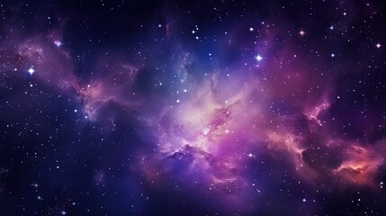 Abstract Dreamy Background Wallpaper Template of Nebula Sparkling Stars Stardust Galaxy Space Universe Astro Cosmos Milky Way Panorama Night Sky Fantasy Colorful Tone 16:9 - obrazy, fototapety, plakaty