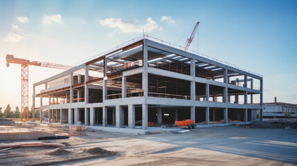 Obraz premium modern concrete and steel building construction site