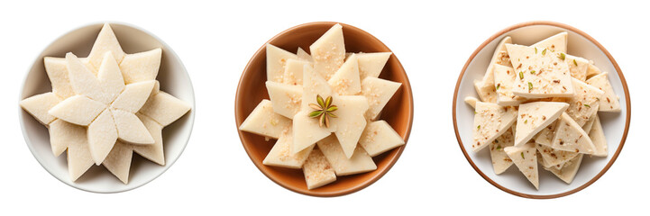 Set of kaju katli top view isolated on a transparent background © ANILCHANDRO