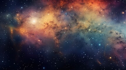 Abstract Dreamy Background Wallpaper Template of Nebula Sparkling Stars Stardust Galaxy Space Universe Astro Cosmos Milky Way Panorama Night Sky Fantasy Colorful Tone 16:9
