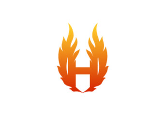 H fire letter logo