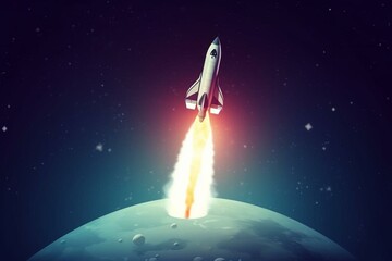 Obraz na płótnie Canvas Rocket launching into the sky. Generative AI