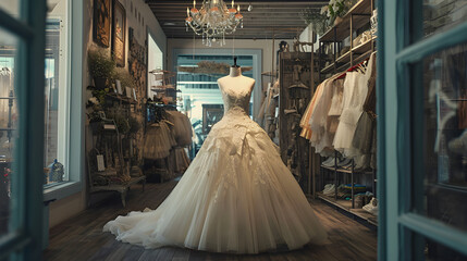 Fototapeta premium Luxurious dress in an elite salon for a wedding