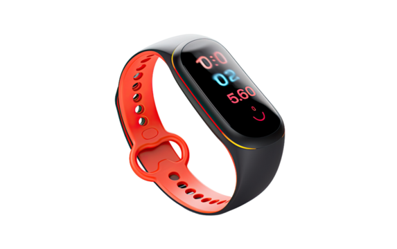 Peak Fitness with the Precision Monitoring of a Fitness Tracker Wristwatch on a White or Clear Surface PNG Transparent Background.