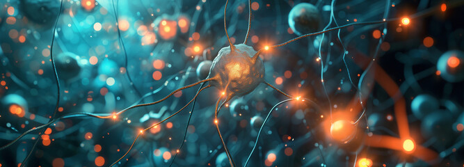 Science Research Network: Exploring Neurons, Diseases, and Malignant Cancer - obrazy, fototapety, plakaty