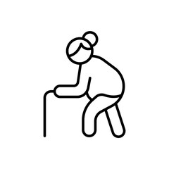 Old woman outline icons, minimalist vector illustration ,simple transparent graphic element .Isolated on white background